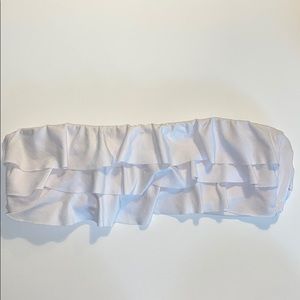 White Ruffle Bandeau Bikini Top